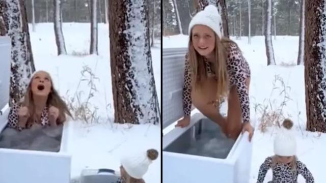 Tam 1 yıl boyunca kızıyla birlikte her gün buz banyosu yaptı! Sosyal medyadan yorum yağdı... Ben izlerken üşüdüm