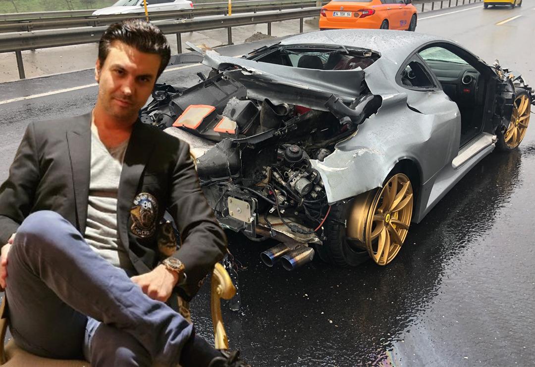 &Uuml;nl&uuml; iş insanı 10 milyonluk ultra l&uuml;ks otomobille kaza yaptı! Ferrari pert oldu... Eşi T&uuml;rkiye'nin g&uuml;nlerce konuştuğu &ouml;zel jet kazasında hayatını kaybetmişti