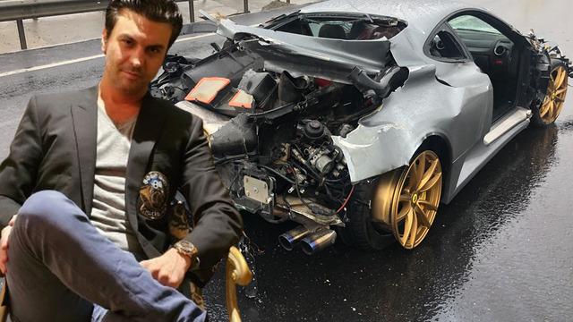 Ünlü iş insanı 10 milyonluk ultra lüks otomobille kaza yaptı! Ferrari pert oldu... Eşi Türkiye'nin günlerce konuştuğu özel jet kazasında hayatını kaybetmişti