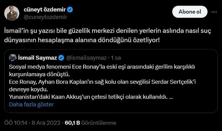 İsmail Saymaz Ece Ronay için 'Suç makinesi' dedi! Yanıt gecikmedi: Kanıtlamazsanız havlayacağım G1