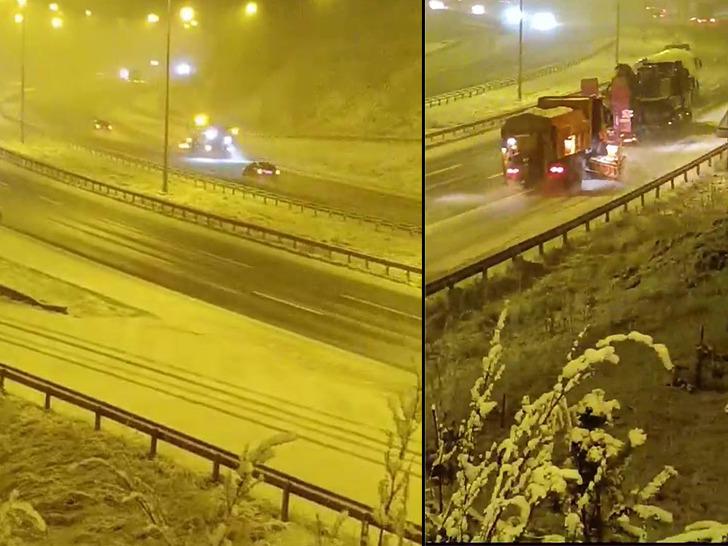Anadolu Otoyolu'nda 'kar' etkili oldu! Kar kalınlığı 10 santimetreye ulaştı
