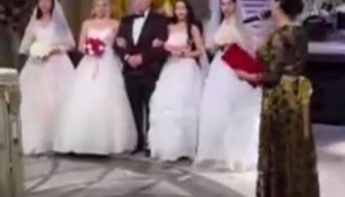 4 kadınla aynı anda evlendi! Düğün görüntüleri gündem oldu 