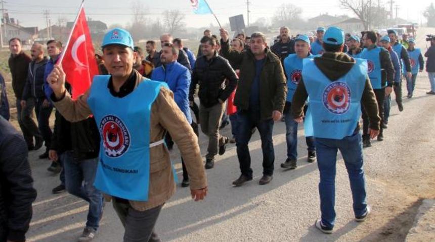 Beyaz eşya fabrikası işçilerinden yürüyüşlü zam protestosu