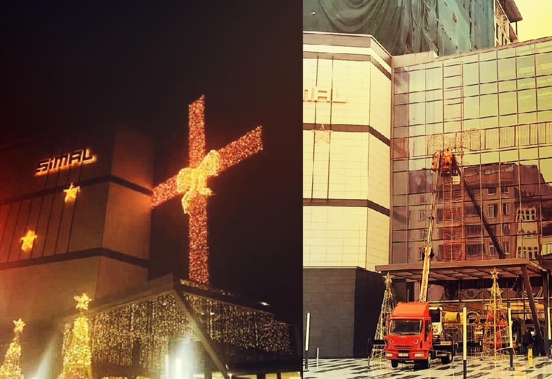 Rize'deki AVM'nin yılbaşı s&uuml;slemesi olay olmuştu! Ha&ccedil; işareti benzetmesine 'fiyonk' &ccedil;&ouml;z&uuml;m&uuml;