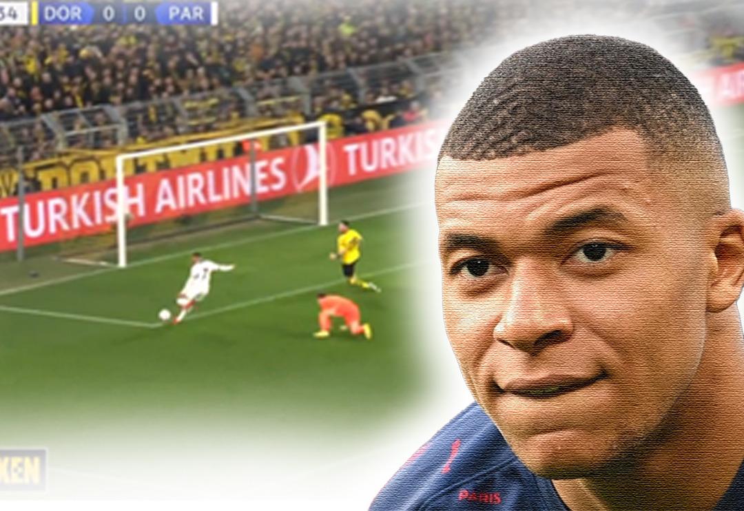 Bu arenanın adı Şampiyonlar Ligi! Mbappe'nin şutunu u&ccedil;arak kurtardı, stadyum gol olmuş gibi sevindi