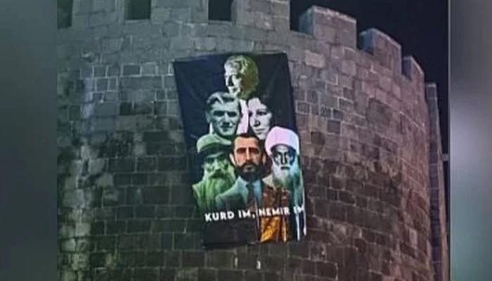 Tartışma yaratan görüntü! Bu kez de Diyarbakır surlarına Şeyh Said posteri astılar…