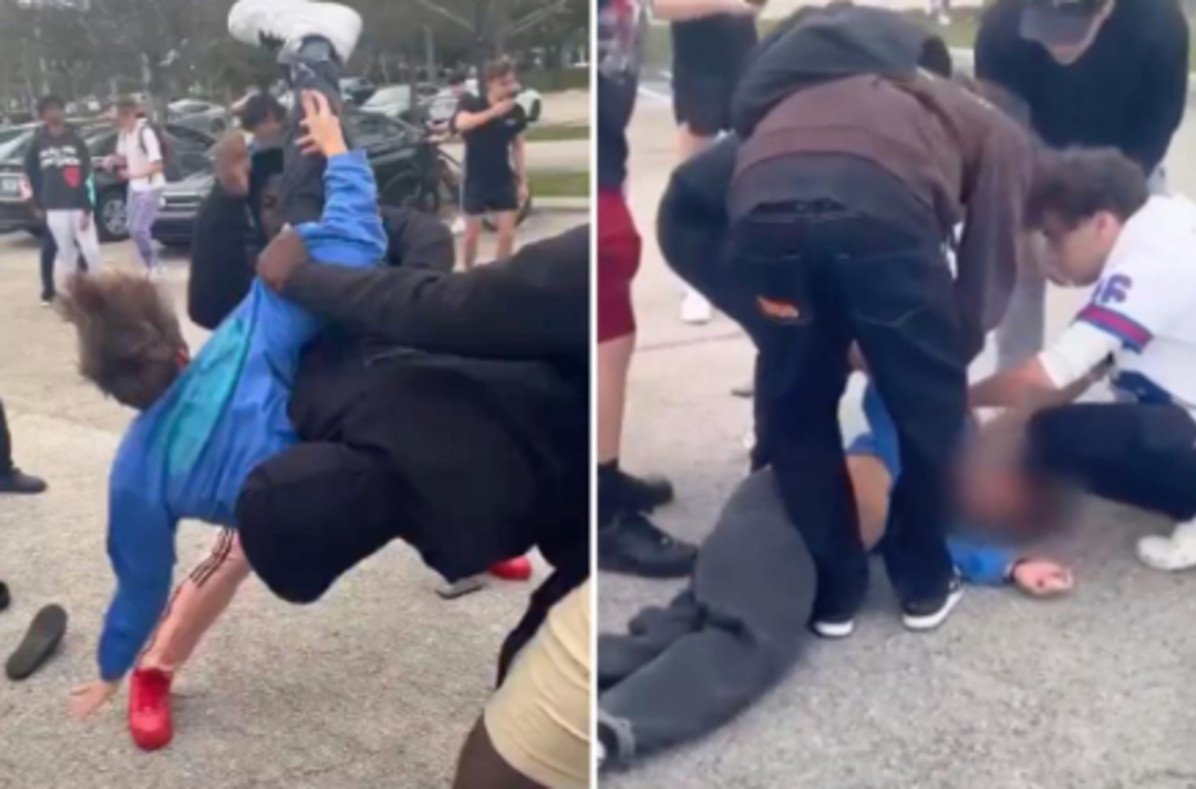 Lise bah&ccedil;esinde lin&ccedil; eder gibi kavga! Yerde hareketsiz yatınca &ouml;l&uuml;p &ouml;lmediğini kontrol edip ka&ccedil;tılar