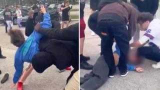 Lise bahçesinde linç eder gibi kavga! Yerde hareketsiz yatınca ölüp ölmediğini kontrol edip kaçtılar