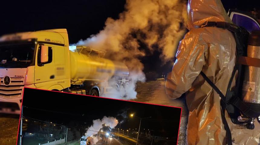 Yer: Bolu! Kimyasal madde yüklü tankerdeki sızıntı ekipleri alarma geçirdi