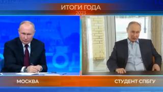 Rusya Devlet Başkanı Vladimir Putin'e yapay zeka versiyonundan ilginç soru! Görüntülere kendisi bile şaşırdı... Bu benim ilk dublörüm