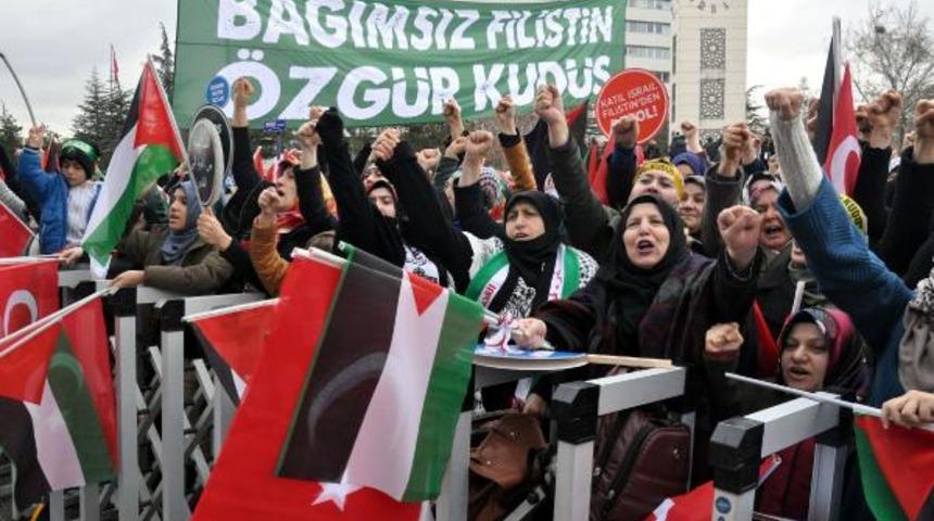 Ankara'da binlerce kişiden 'Kud&uuml;s' protestosu