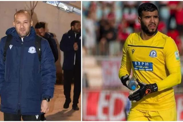 El-Badyah-goalkeeper-Zakaria-Bouziani-and-assistant-coach-Khalid-Muftah-during-a-league-game.-Credit-Mouloudia-Club-El-Bayadh-Source-Facebook-