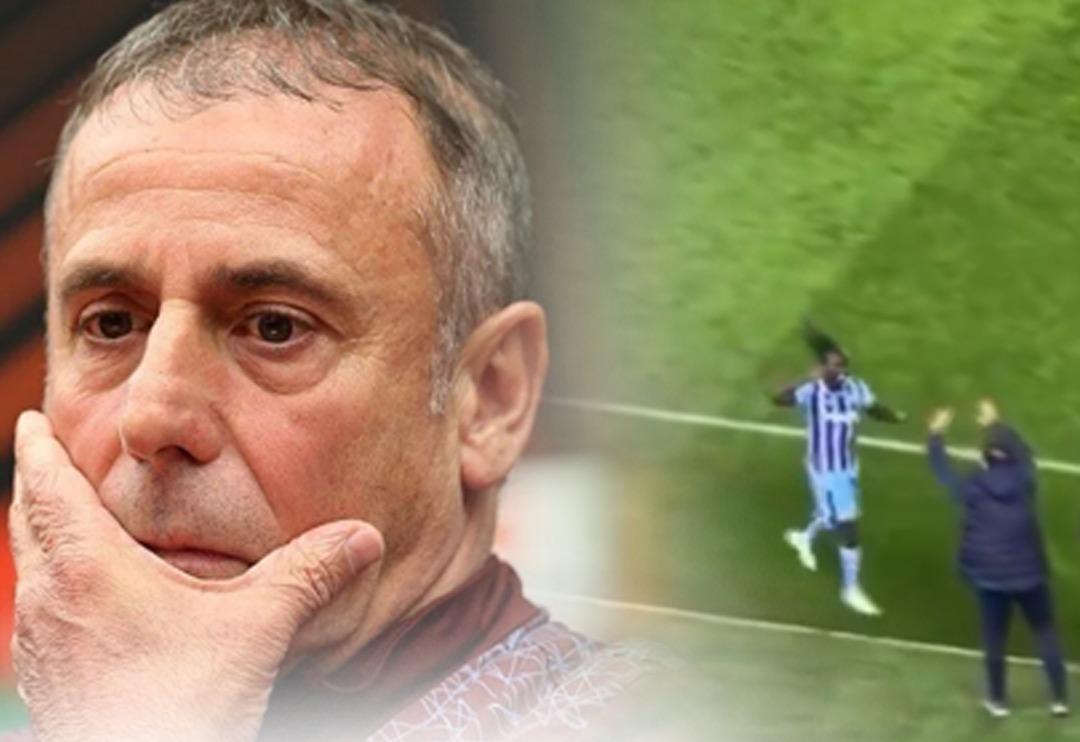 Trabzonspor ma&ccedil;ında Abdullah Avcı ile Batista Mendy arasında ilgin&ccedil; an!