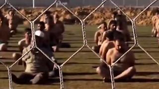 Hepsi yarı çıplak, tank namluları karşısında çaresizce beklediler! Stadyumda insanlık dışı görüntüler: İsrail'in zulmü sosyal medyayı ayağa kaldırdı