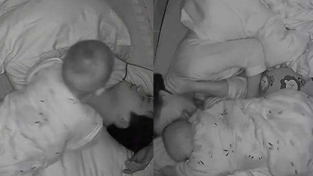 Horlayarak kendisini uyandıran babasını böyle uyardı! Minik bebeğin görüntüleri viral oldu