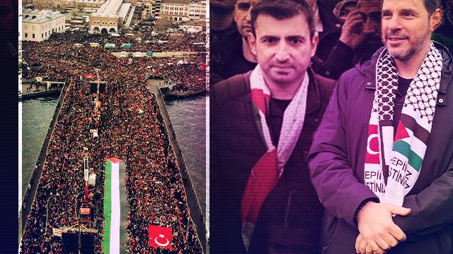 Yeni yılın ilk gününde İstanbul'da şehitler ve Gazze için yürüyüş! On binler Galata Köprüsü'ne akın etti: Bakan Bak, Bilal Erdoğan, Selçuk Bayraktar, Berat Albayrak...