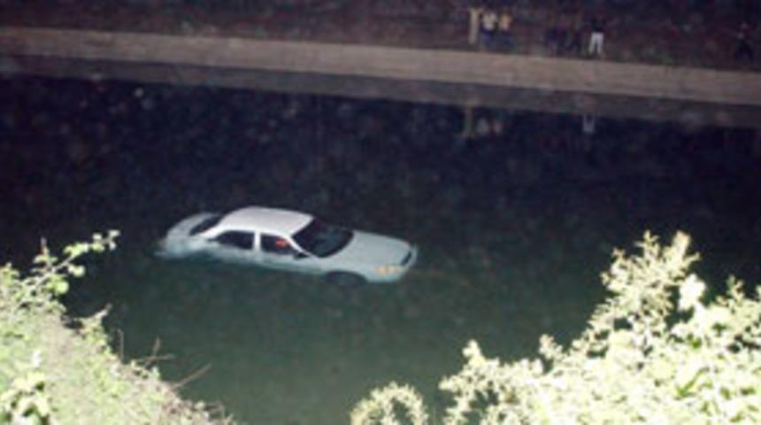 Adana'da otomobil kanala u&ccedil;tu