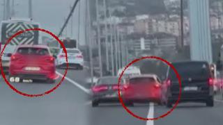 Trafiği tehlikeye soktu! 15 Temmuz Şehitler Köprüsü'nde makas atarak ilerledi