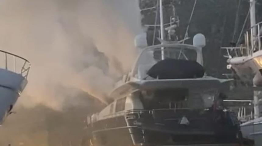 Elektrik arızası nedeniyle bakıma getirilen yat alev aldı