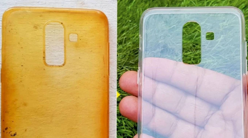 Sararmış telefon kılıfını 5 dakikada eski haline &ccedil;eviriyor! Yenisini almaya gerek kalmayacak