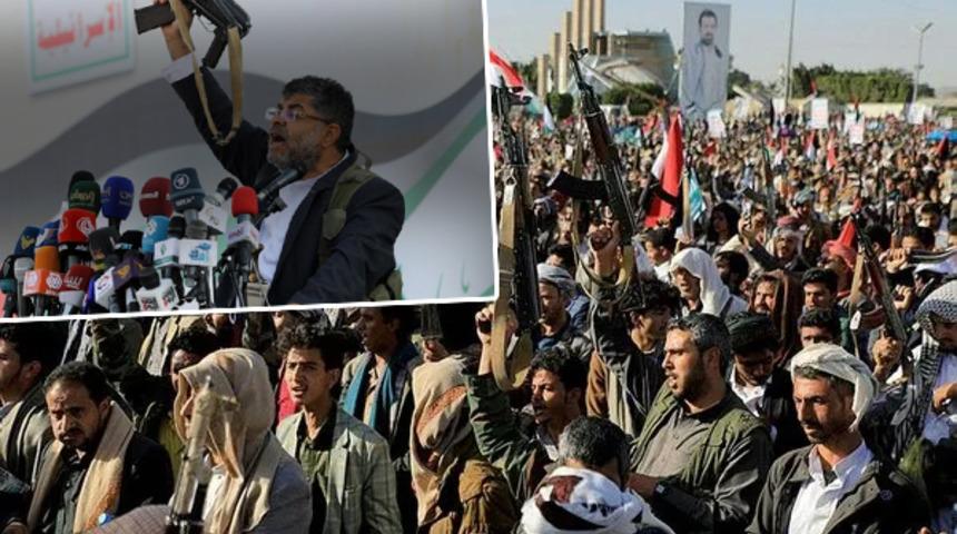 ABD ve İngiltere'ye gözdağı! Yemen'de Husiler için insan seli: Elinde silahla kürsüden meydan okudu!