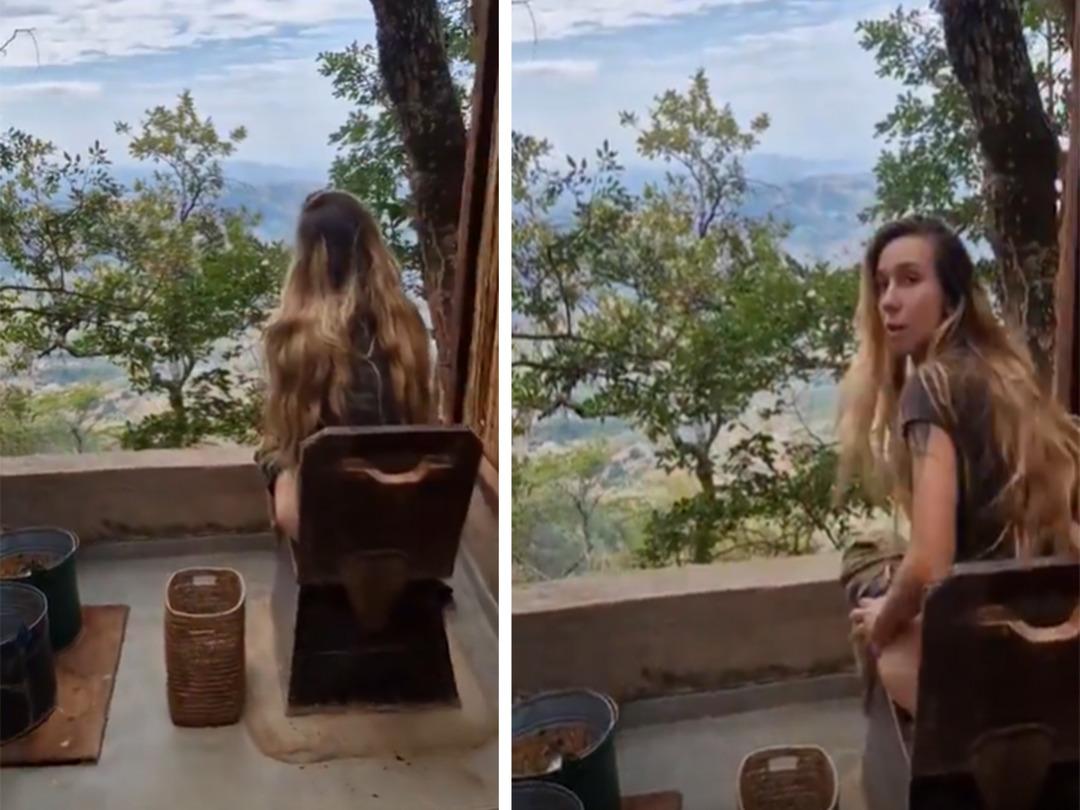 Sonunda bu da oldu! Doğa manzaralı tuvalet sosyal medyanın ilgisini &ccedil;ekti... A&ccedil;ık hava tuvaletine ilgin&ccedil; baskın