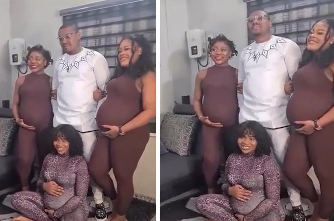 Sonunda bu da oldu! &Uuml;&ccedil; sevgilisi aynı anda hamile kaldı...Hepsini yanına alarak b&ouml;yle poz verdi