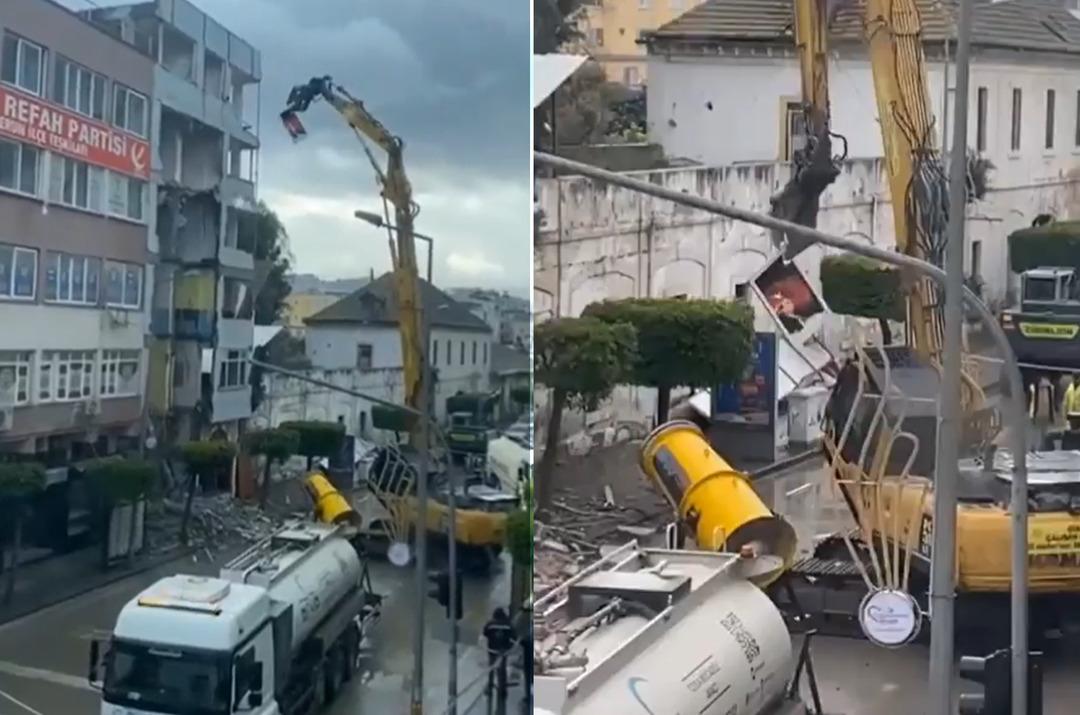 Sosyal medyada takdir toplayan hareket! Yıkım hazırlığı yapılan binadaki Atat&uuml;rk'&uuml;n portresini &ouml;zenle aşağıya indirdi