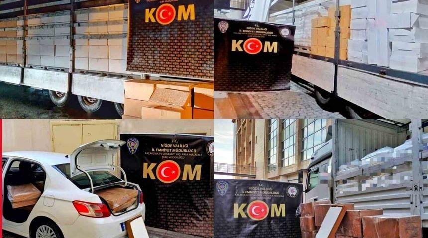 Niğde ‘de kaçakçılara operasyon: 6 milyon 265 bin kaçak makaron ele geçirildi