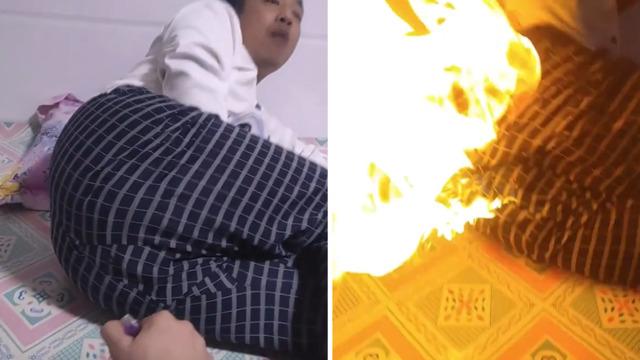 Şaka kabusa döndü! Gaz çıkarttığı anda çakmağı ateşledi... Bir anda alevler tüm pantolonunu sardı