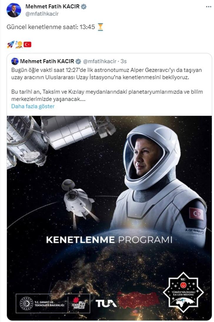 İlk sözleri bu oldu! Bir kez daha... Türkiye için tarihi anlar: Alper Gezeravcı Uluslararası Uzay İstasyonu'na böyle giriş yaptı G3