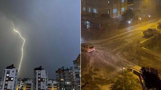 Antalya'da şiddetli yağış hayatı olumsuz etkiledi! Rögarlar taştı ,yollarda dolu birkintileri oluştu