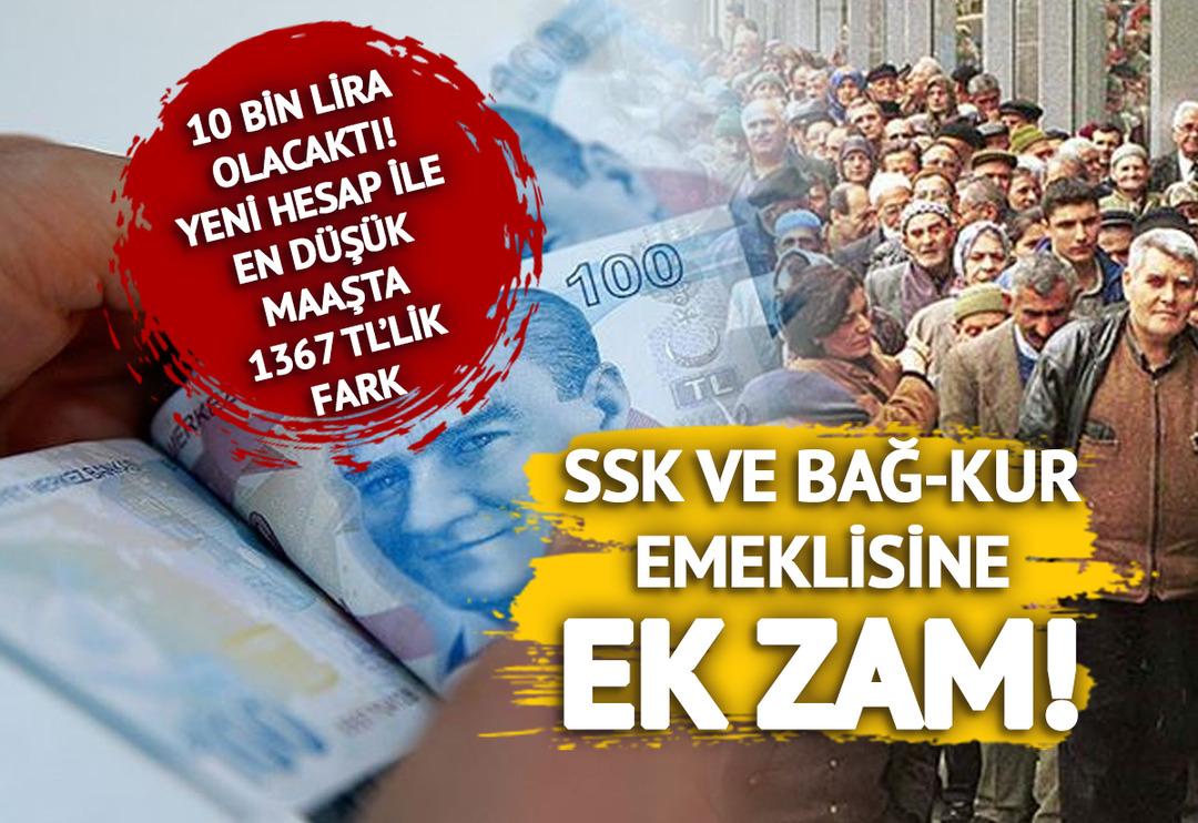Bağ kur SSK emekli maaşları memura eşitlendi! En d&uuml;ş&uuml;k emekli maaşı 10 bin lira olacaktı! 2000 &ouml;ncesi i&ccedil;in 1367 liralık fark