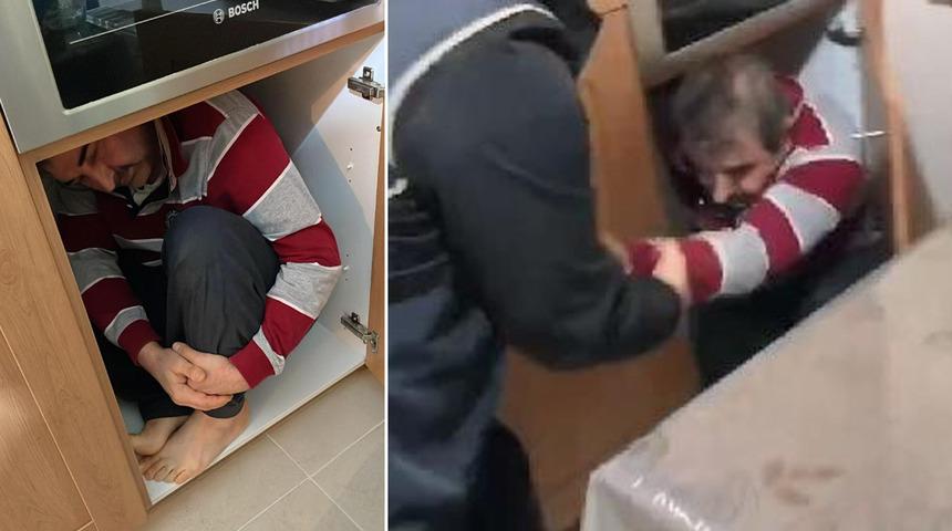 Mutfak dolabında saklanırken yakalandı! O anlar böyle görüntülendi…
