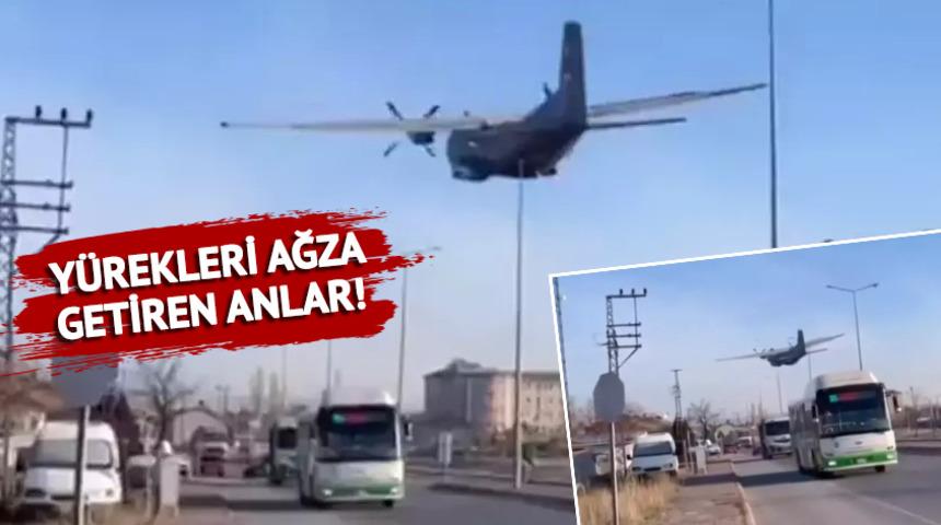 Kayseri'de yürekleri ağza getiren anlar: Arabaların üstünden teğet geçti! 