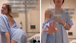 Hastane odasında dans videosu çekerken doktora yakalandı! Genç kadının utangaç tavrı sosyal medyada çok konuşuldu