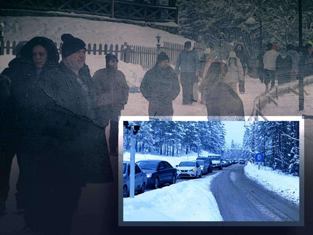 Abant ve G&ouml;lc&uuml;k'te yarıyıl tatili yoğunluğu! Kilometrelerce ara&ccedil; kuyruğu oluştu