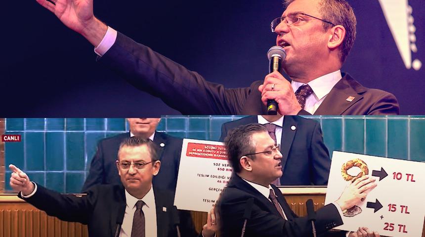 Kürsüye elindeki tablolarla geldi, çay ve hesabı dikkat çekti! CHP lideri Özgür Özel'den dikkat çeken iddia: "Tayyip beyin sinirli telefonu ile geri çektiler"