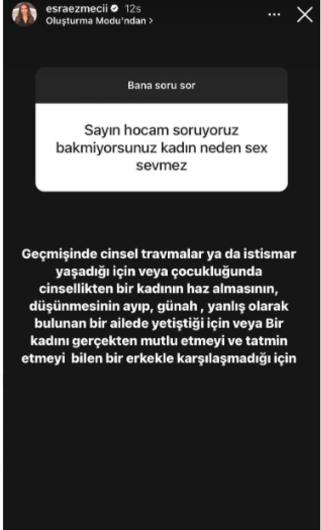  Esra Ezmeci'ye gelen sorulardan bazıları şöyle: