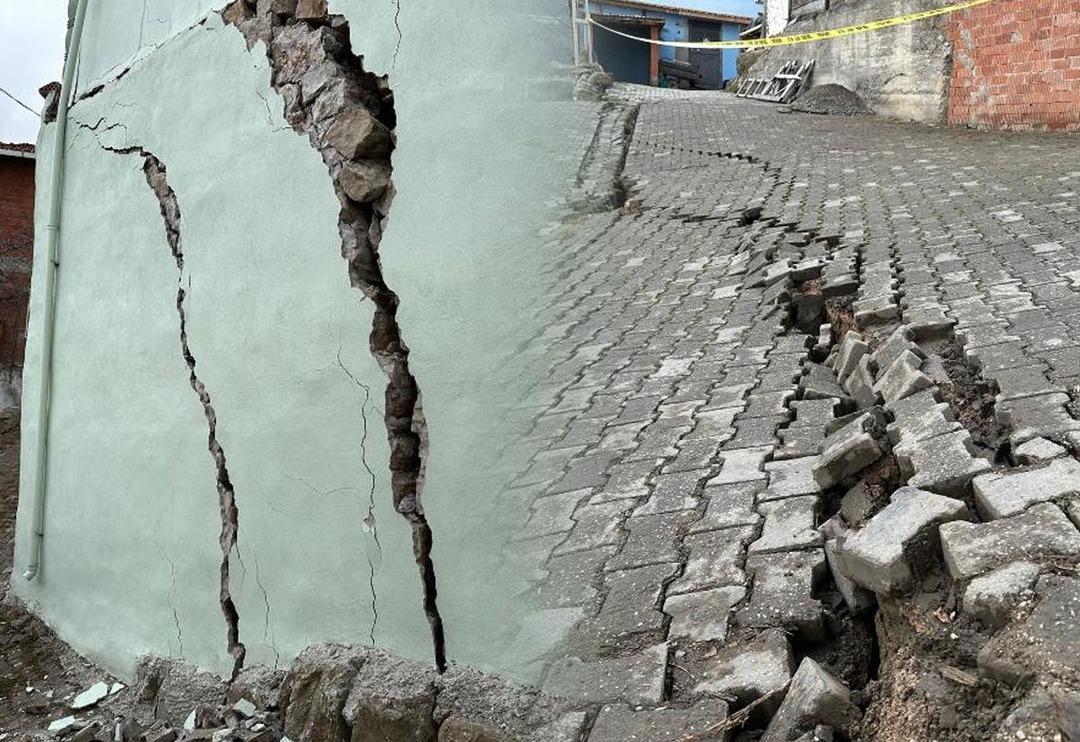 K&ouml;yde panik! Yollarda ve duvarlarda &ccedil;atlaklar oluştu... Evler tahliye edildi 'İ&ccedil;eriye girişi yasaklayacağız'