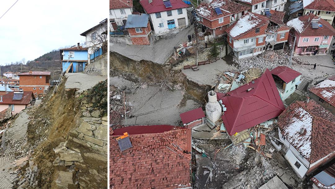 Tokat'ta heyelan felaketi! 39 hane boşaltıldı, 4 ev ile cami yıkıldı