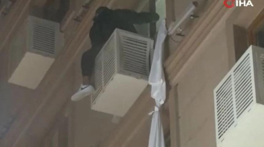 Otelde yangın paniği! Çarşafları birbirine bağlayıp 3. kattan inmeye çalıştı