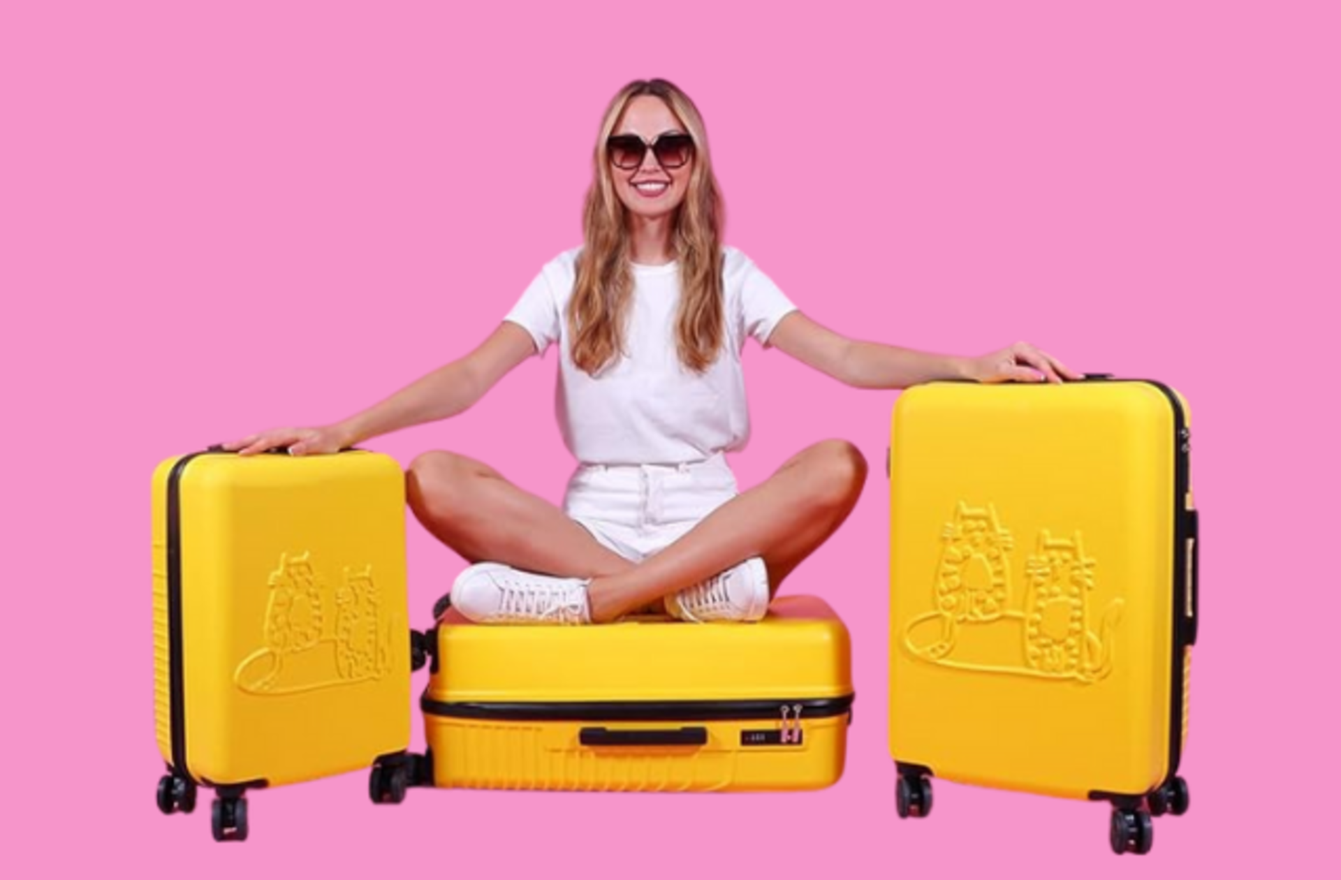 Seyahatlerinizin vazgeçilmezi olacak! Biggdesign Cats Sarı 3'lü Valiz Seti'nde %40 indirim