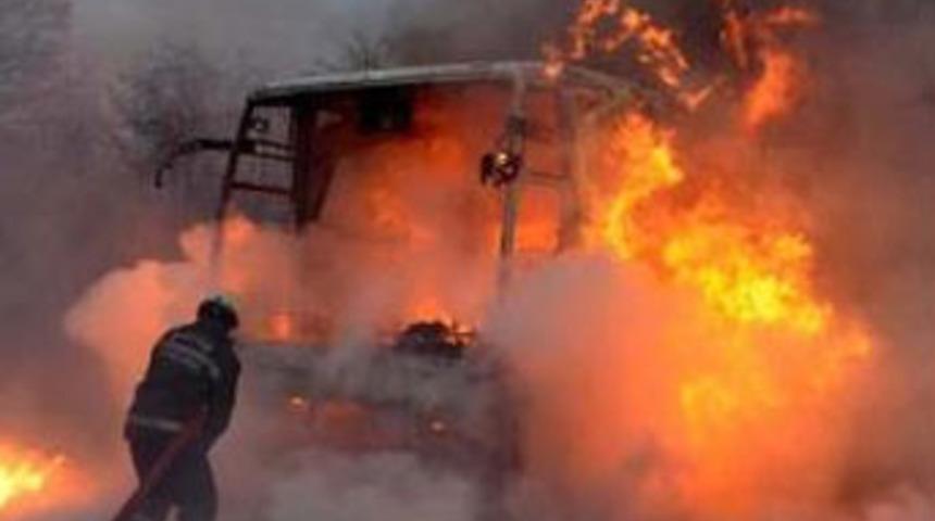 Kahve makinesi otob&uuml;s&uuml; yaktı