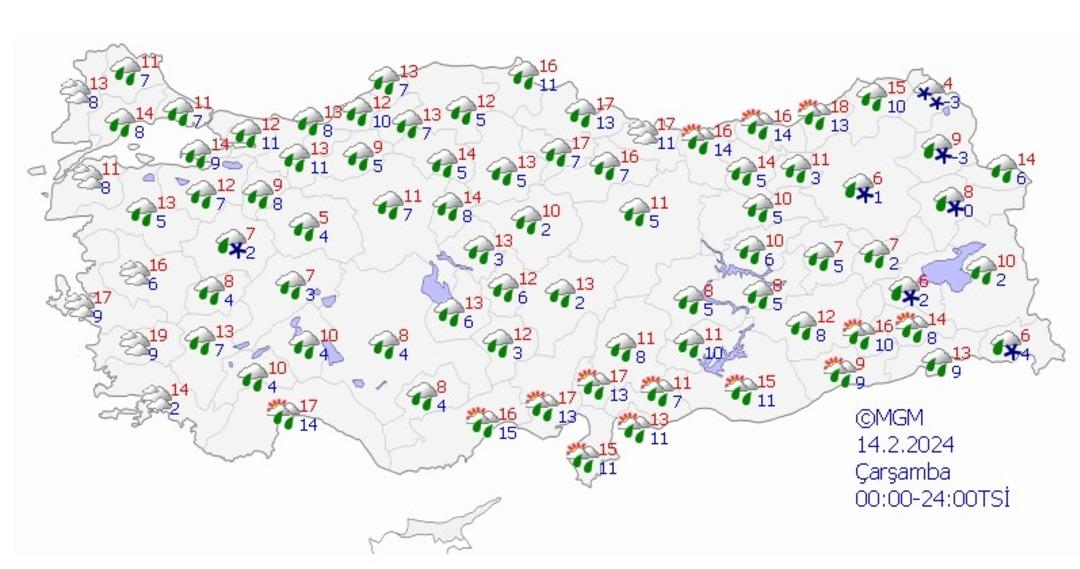 14 ŞUBAT HAVA DURUMU TAHMİNİ