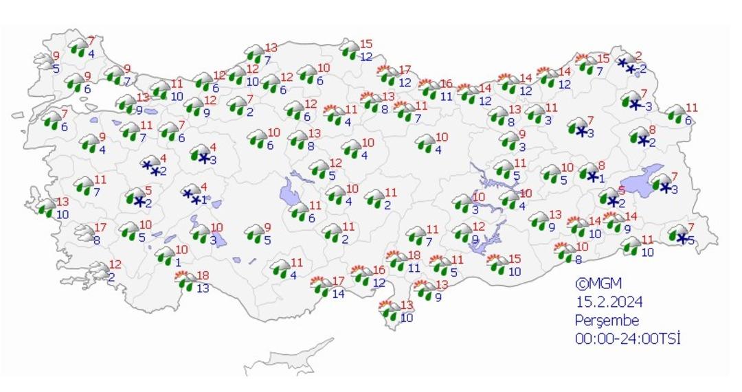 15 ŞUBAT HAVA DURUMU TAHMİNİ