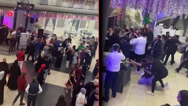 Düğünde tekmeler ve yumruklar havada uçuştu! Taraflar birbirine girdi, polisler zor ayırdı