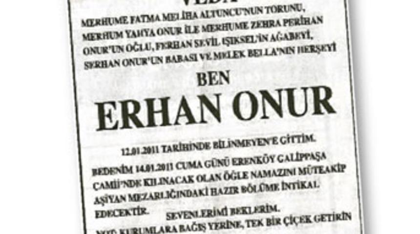 Kendi &ouml;l&uuml;m ilanını verdi!