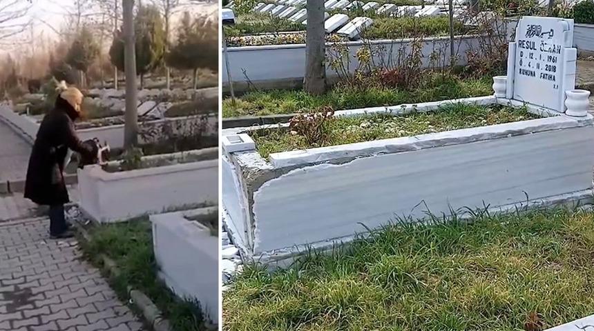 Babasının mezar taşlarını çekiçle parçaladı, sebebi 'pes' dedirtti