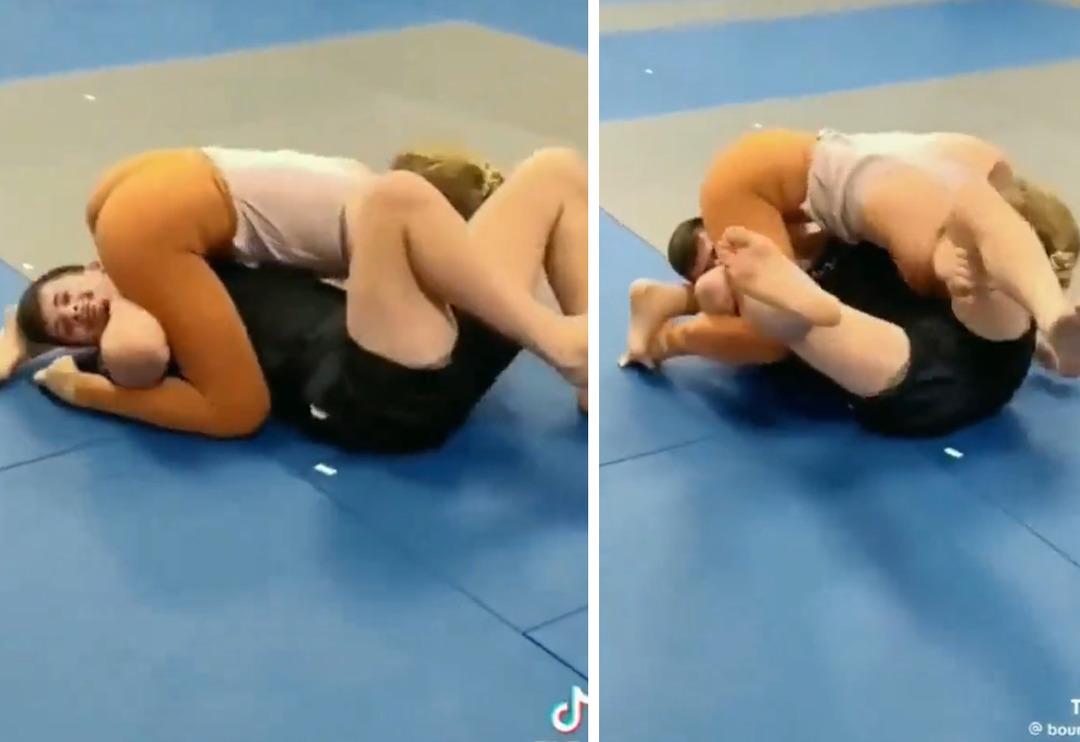 Erkek ve kadın g&uuml;reş&ccedil;inin antrenmanı &ccedil;ok konuşuldu! Sosyal medyadan yorum yağdı... 'Nefes bile aldırmadı aferin kadına'